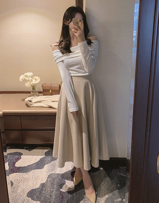 fromdayone-[울30%]로앤 모직 롱스커트(플레어/하객룩/연말룩)♡韓國女裝裙