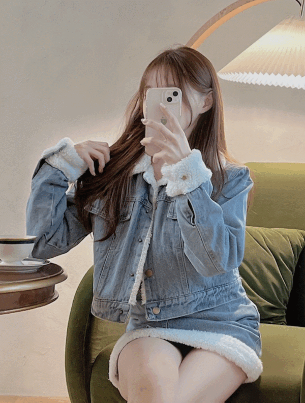 melted-[신상5%할인] 스노우퍼 데님자켓+스커트 set♡韓國女裝套裝