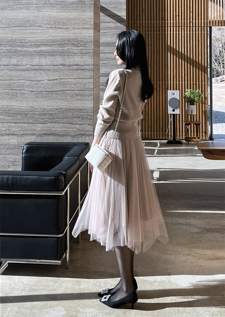 likeher-샤샤 니트투피스set:니트세트:연말룩♡韓國女裝套裝