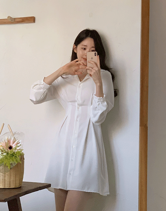 fromdayone-이퓨 핀턱 셔츠미니원피스♡韓國女裝連身裙